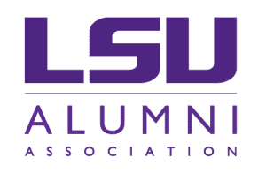 The LSU Alumni Association logo in purple text on a light background.